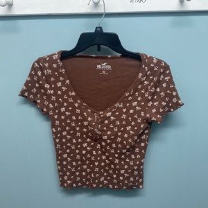 Medium Hollister Brown Flower Print Tee